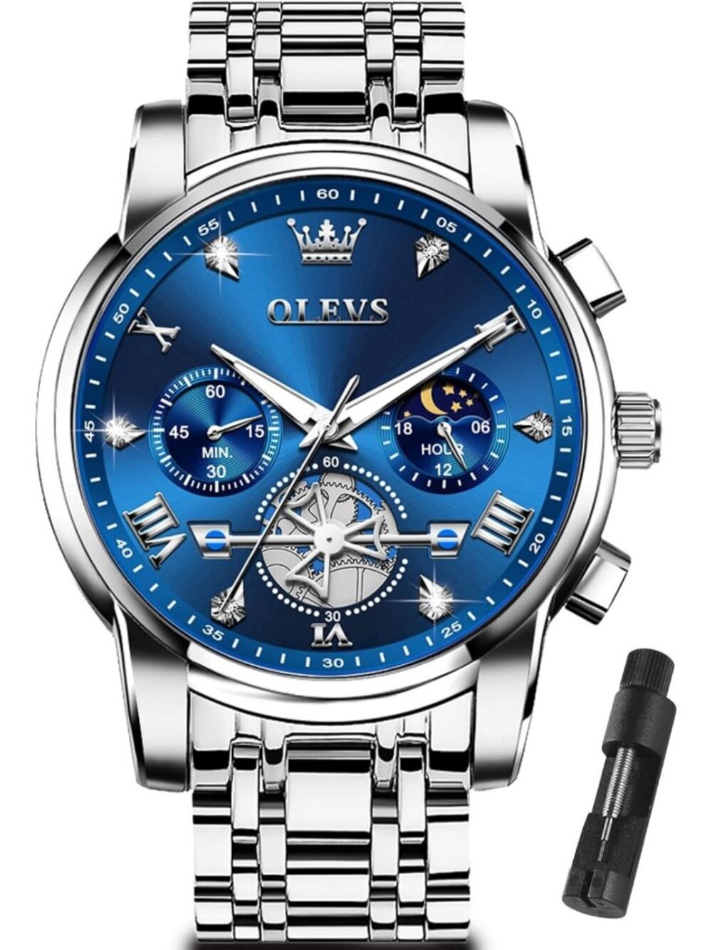 Luxury Men's Chronograph Watch - Waterproof Stainless Steel Dress Timepiece